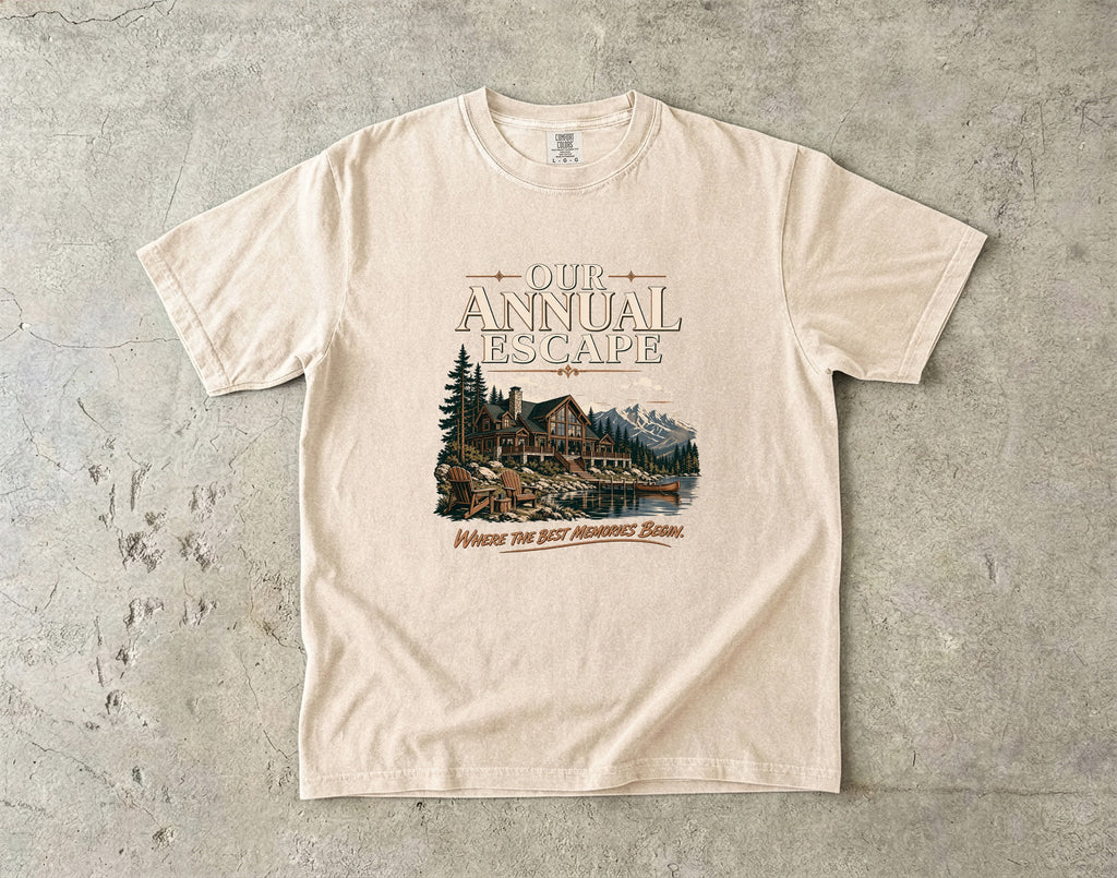 Our Annual Escape Lakeside Lodge Shirt in Ivory – flat lay