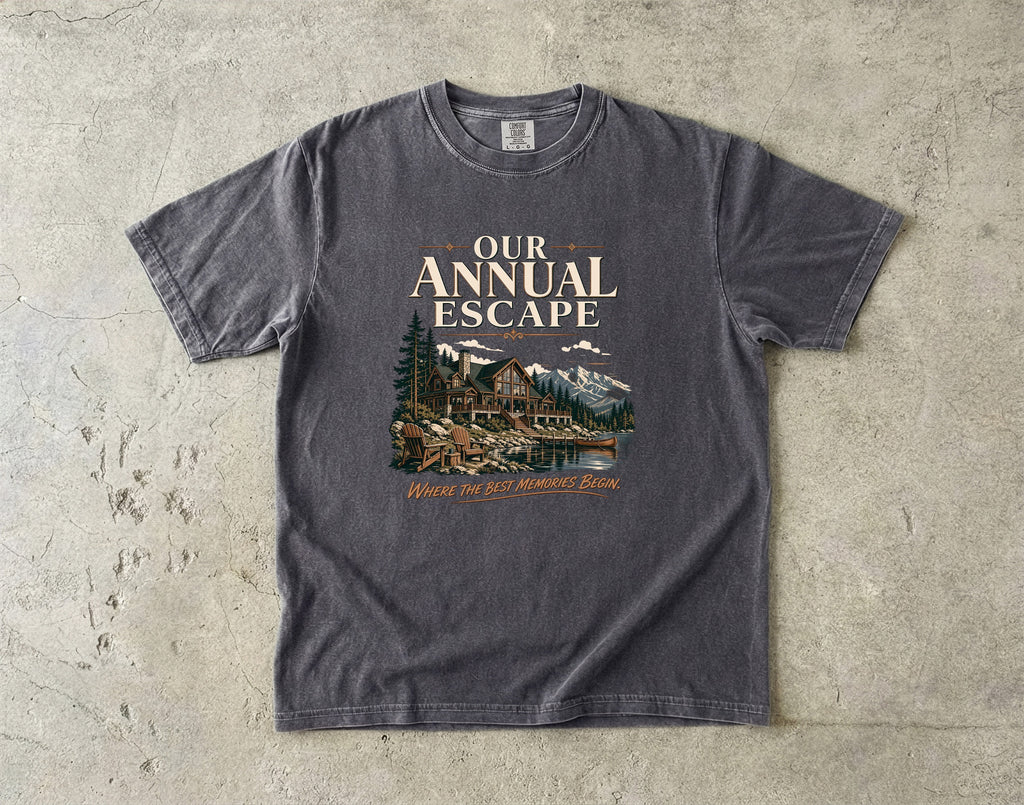 Our Annual Escape Lakeside Lodge Shirt in Pepper – flat lay
