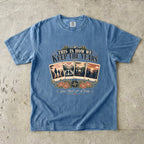 This Is How We Keep the Years Family Trip Shirt in Blue Jean – flat lay