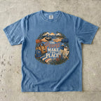 The People Make the Place Travel Shirt in Blue Jean – flat lay