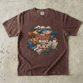 The People Make the Place Travel Shirt in Espresso – flat lay