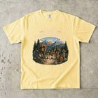 A Little Farther Together Hiking Family Shirt in Butter – flat lay