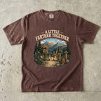 A Little Farther Together Hiking Family Shirt in Espresso – flat lay