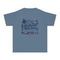 Weekends Well Spent Youth Tee – Kids' Comfort Colors Lake Vacation Shirt in Blue Jean – flat lay