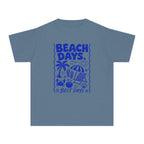 Beach Days Best Days Youth Tee – Kids' Comfort Colors Beach Vacation Shirt in Blue Jean – flat lay