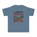 Lake Days Are Family Days Youth Tee – Kids' Comfort Colors Lake Vacation Shirt in Blue Jean – flat lay