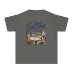 Stay a Little Longer Youth Tee – Kids' Comfort Colors Family Travel Shirt in Pepper – flat lay