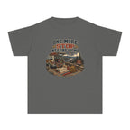 One More Stop Before Home Youth Tee – Kids' Comfort Colors Road Trip Shirt in Pepper – flat lay