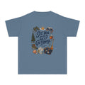 See You After the Next Getaway Youth Tee – Kids' Comfort Colors Family Travel Shirt in Blue Jean – flat lay