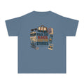 Pack the Bags Keep the Stories Youth Tee – Kids' Comfort Colors Family Getaway Shirt in Blue Jean – flat lay