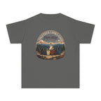 Together Looks Good From Here Youth Tee – Kids' Comfort Colors Scenic Overlook Shirt in Pepper – flat lay