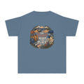 The People Make the Place Youth Tee – Kids' Comfort Colors Travel Shirt in Blue Jean – flat lay