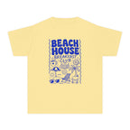 Beach House Breakfast Club Youth Tee – Kids' Comfort Colors Beach Vacation Shirt in Butter – flat lay