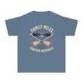 Family Miles Forever Memories Youth Tee – Kids' Comfort Colors Lake Vacation Shirt in Blue Jean – flat lay