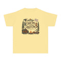 Cabin Time Is Quality Time Youth Tee – Kids' Comfort Colors Lake Vacation Shirt in Butter – flat lay