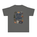 See You After the Next Getaway Youth Tee – Kids' Comfort Colors Family Travel Shirt in Pepper – flat lay