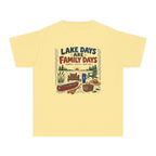 Lake Days Are Family Days Youth Tee – Kids' Comfort Colors Lake Vacation Shirt in Butter – flat lay
