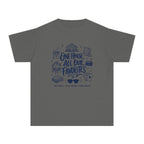 One House All Our Favorites Youth Tee – Kids' Comfort Colors Family Getaway Shirt in Pepper – flat lay