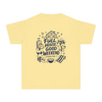 Full House Good Weekend Youth Tee – Kids' Comfort Colors Family Getaway Shirt in Butter – flat lay