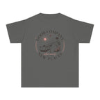 Good Company New Places Youth Tee – Kids' Comfort Colors Family Travel Shirt in Pepper – flat lay