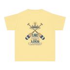 Lake Days and Loud Laughs Youth Tee – Kids' Comfort Colors Family Lake Shirt in Butter – flat lay