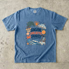 Sunshine Looks Better Shared Beach Vacation Shirt in Blue Jean – flat lay