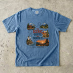 The Scenic Route Was Worth It Road Trip Shirt in Blue Jean – flat lay