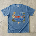 The Family Travel Department Road Trip Shirt in Blue Jean – flat lay