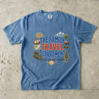 The Family Travel Department Road Trip Shirt in Blue Jean – flat lay
