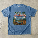 Fresh Air Full Hearts Cabin Weekend Shirt in Blue Jean – flat lay
