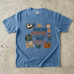 Collecting Weekends Not Things Family Getaway Shirt in Blue Jean – flat lay