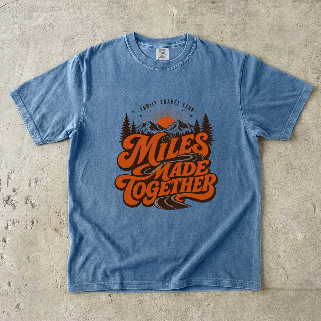 Miles Made Together Road Trip Shirt in Blue Jean – flat lay