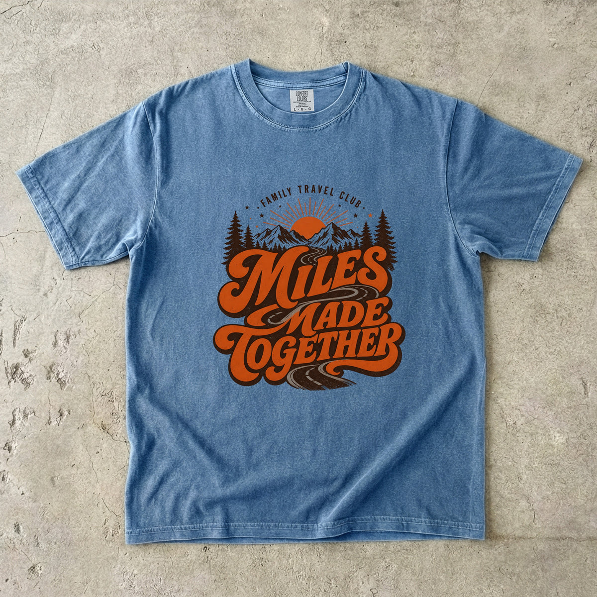 Miles Made Together Road Trip Shirt in Blue Jean – flat lay
