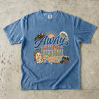 Away with My Favorite People Travel Mom Shirt in Blue Jean – flat lay