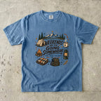 Weekends Are for Going Somewhere Camping Shirt in Blue Jean – flat lay