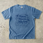 Making Memories Miles Away Road Trip Shirt in Blue Jean – flat lay