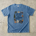 See You After the Next Getaway Family Travel Shirt in Blue Jean – flat lay