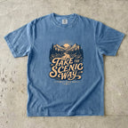 Take the Scenic Way Road Trip Shirt in Blue Jean – flat lay