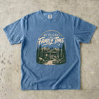 Off the Clock on Family Time Cabin Weekend Shirt in Blue Jean – flat lay