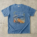 Vacay Mode Family Edition Travel Mom Shirt in Blue Jean – flat lay