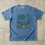 A Little Farther from Home Family Adventure Shirt in Blue Jean – flat lay