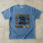 Family Time in the Wild Camping Shirt in Blue Jean – flat lay