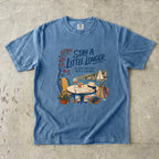 Stay a Little Longer Girls Trip Shirt in Blue Jean – flat lay