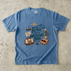 We're Better with a Weekend Bag Road Trip Shirt in Blue Jean – flat lay