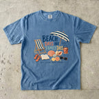Beach Days Are Family Days Beach Vacation Shirt in Blue Jean – flat lay