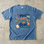 Pool Days Are in the Plan Family Getaway Shirt in Blue Jean – flat lay