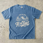 Take Me Back to the Lake Shirt in Blue Jean – flat lay