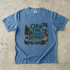 Cabin Time Counts Different Cabin Weekend Shirt in Blue Jean – flat lay