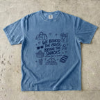 We Booked the House Bring the Snacks Family Getaway Shirt in Blue Jean – flat lay