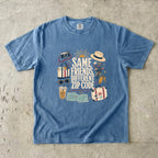 Same Friends Different Zip Code Girls Trip Shirt in Blue Jean – flat lay